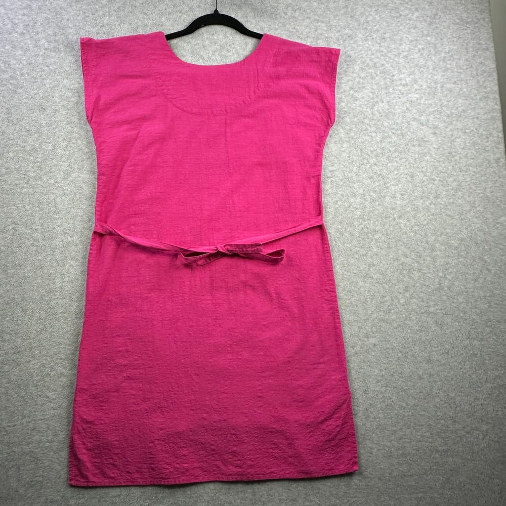 YZXDORWJ Pink Cotton Floral Embroidered Mexican Boho Shift Dress Medium - Picture 12 of 14